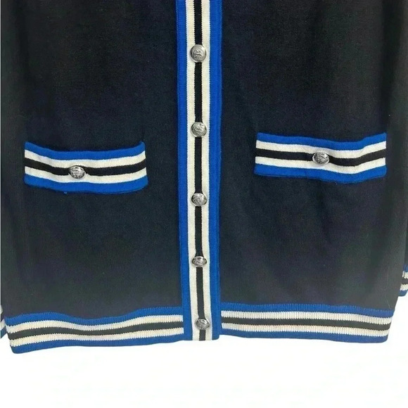 Talbots Super Soft Tipped Cardigan Cashmere Blend Preppy Black Blue Size M NWT - Picture 4 of 6